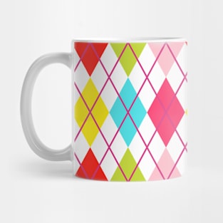 Argyle Lime Pink Red Gold Plum Teal Yellow Punk Rock Retro Mug